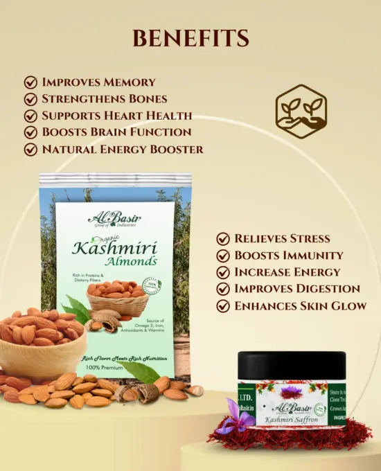 ALBASIR KASHMIRI ALMONDS + SAFFRON COMBO (2)