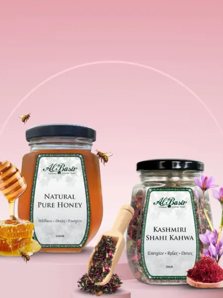 ALBASIR PURE HONEY + KASHMIRI SHAHI KAHWA COMBO (1)