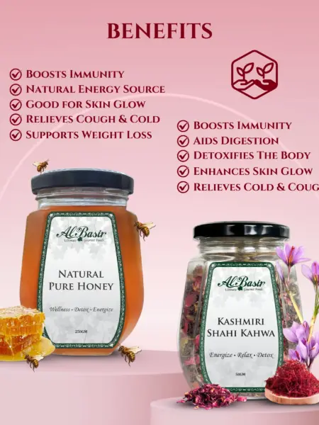 ALBASIR PURE HONEY + KASHMIRI SHAHI KAHWA COMBO (2)