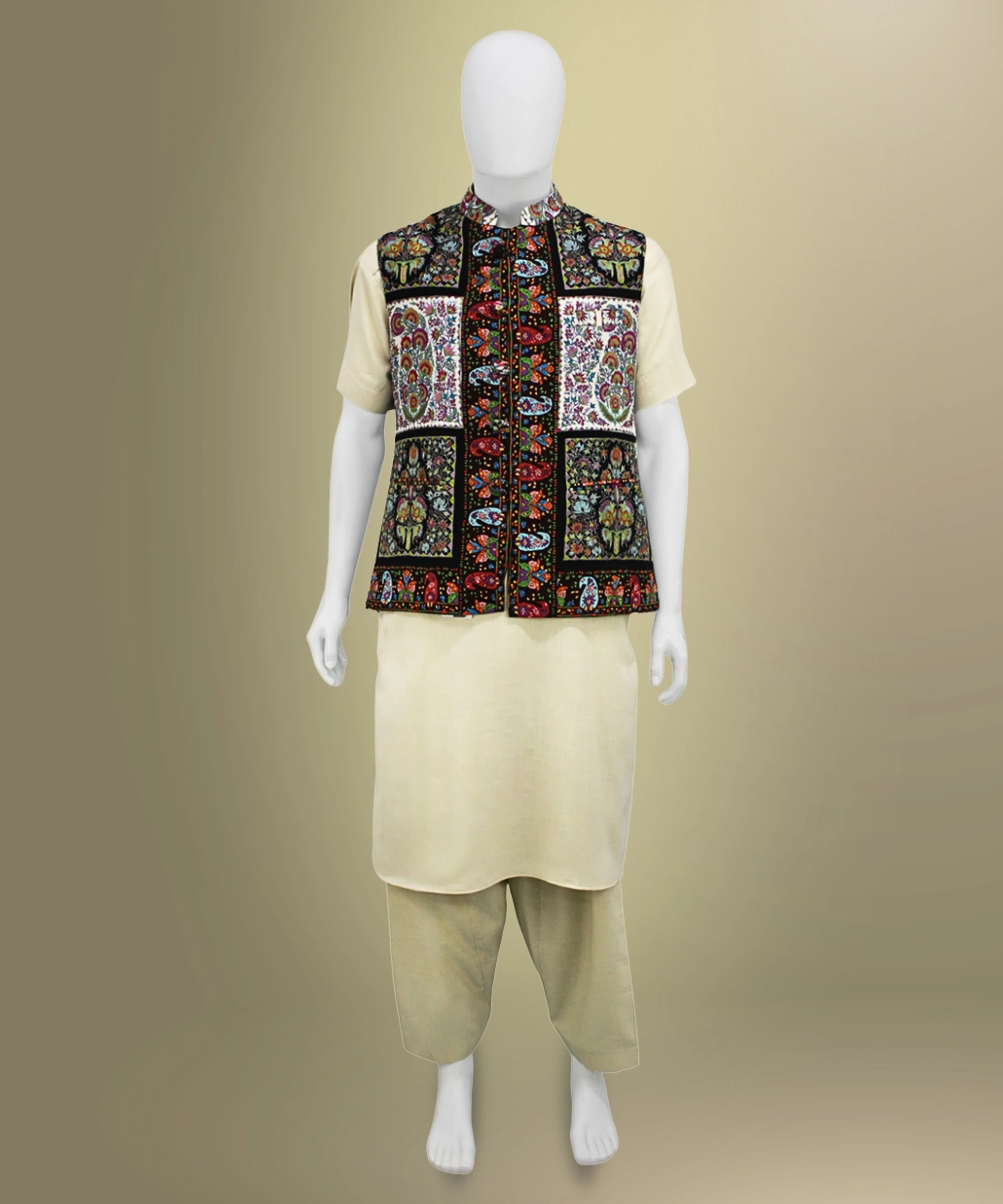 ALBASIR WAIST COAT 18 (1) Waist Coat Handmade Sozni - Image 1