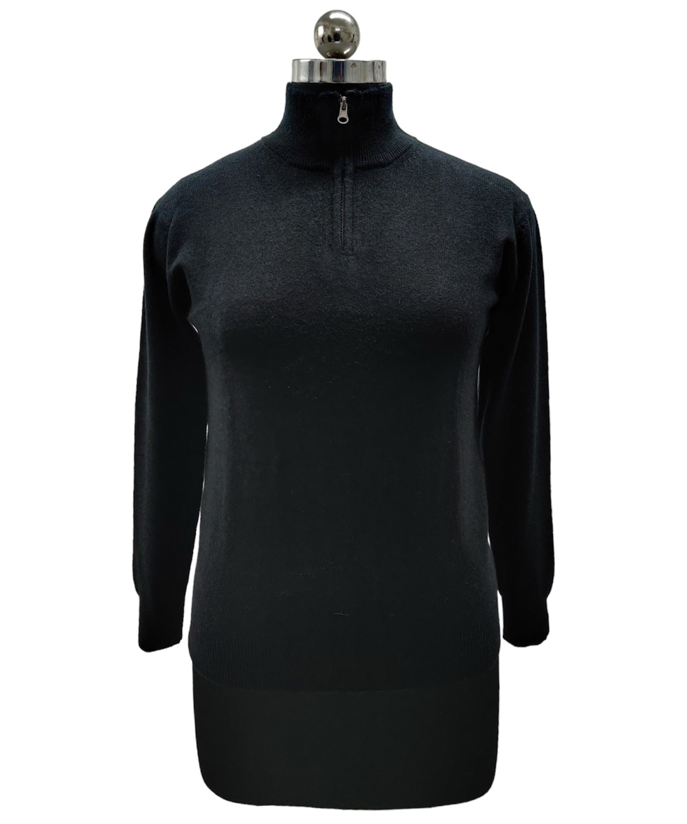 Sweater Pashmina Black 1 Sweater Pashmina Zip Neck - Image 1