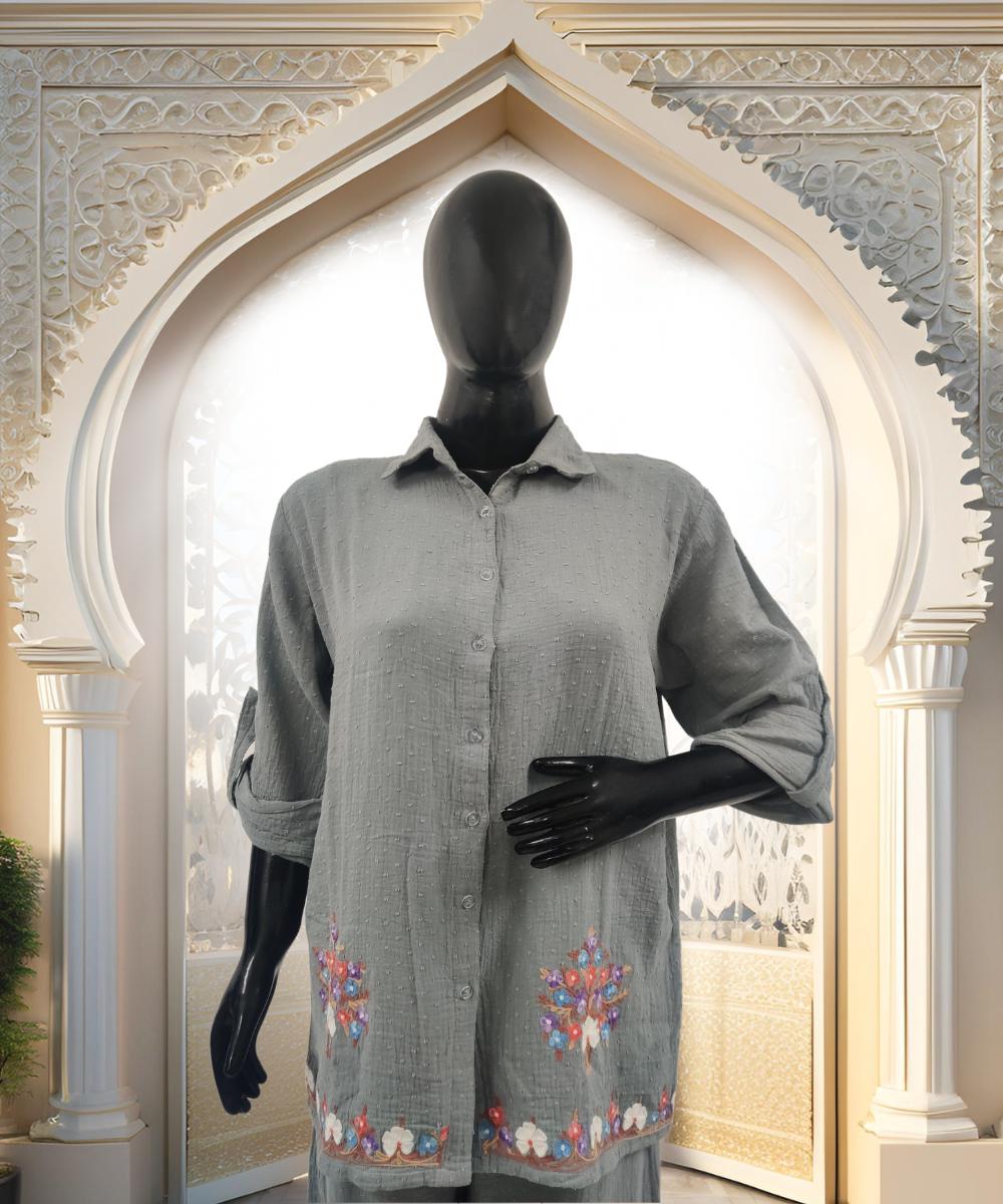 Co-ord Set Aari Grey4 Co-Ord set Aari cotton - Image 1