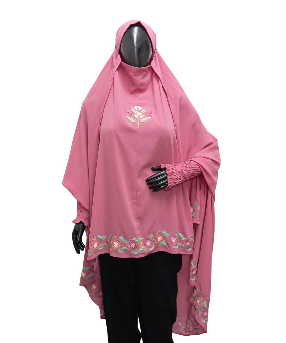 Abaya Pink Designer Satin Abaya - Image 1