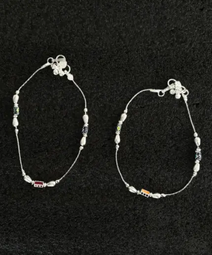 Silver Beaded Anklet