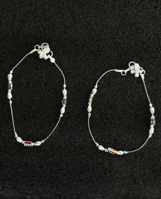 Silver Beaded Anklet