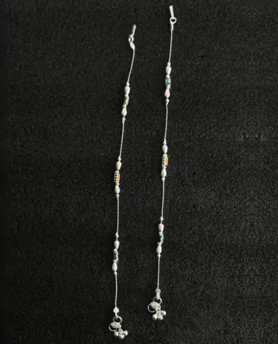 Silver Beaded Anklet