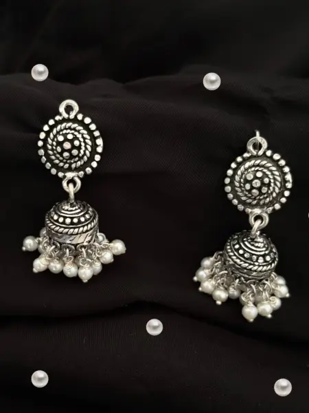Oxidised Silver Jhumka