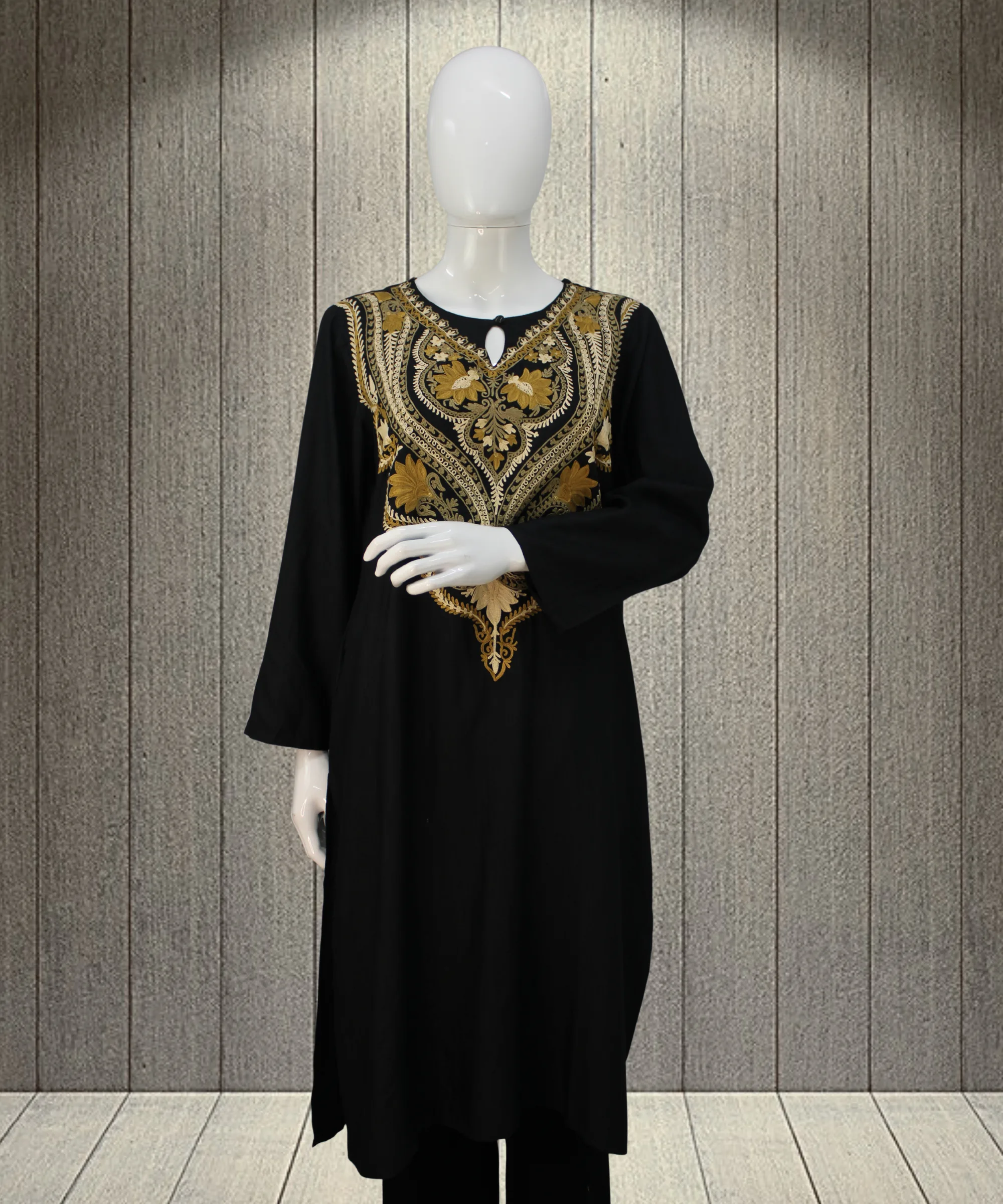 Black Kurti (1) Tunic Cotton Aari - Image 1