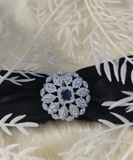 Ring Floral Silver Blue