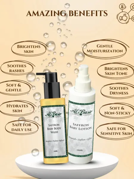 ALBASIR SAFFRON BABY BODY WASH + SAFFRON BABY LOTION COMBO (2)