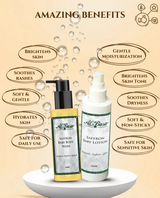 ALBASIR SAFFRON BABY BODY WASH + SAFFRON BABY LOTION COMBO (2)
