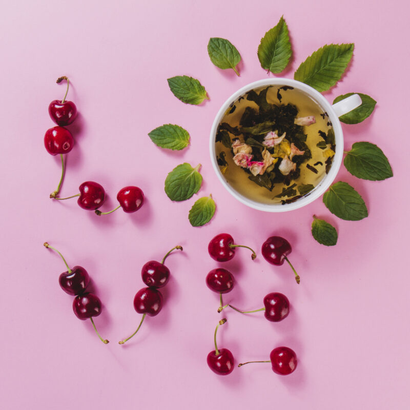 pretty composition with cherries mug