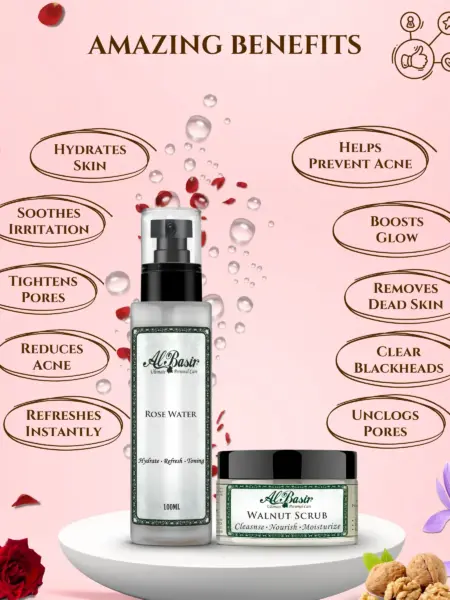 ALBASIR ROSE WATER + WALNUT SCRUB COMBO (2)