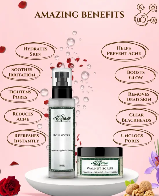 ALBASIR ROSE WATER + WALNUT SCRUB COMBO (2)
