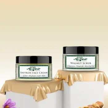 ALBASIR SAFFRON FACE CREAM + WALNUT SCRUB COMBO (1)