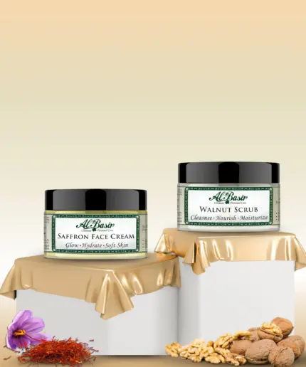 ALBASIR SAFFRON FACE CREAM + WALNUT SCRUB COMBO (1)