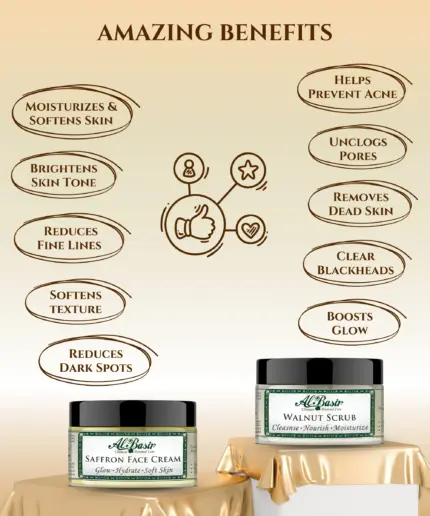 ALBASIR SAFFRON FACE CREAM + WALNUT SCRUB COMBO (2)