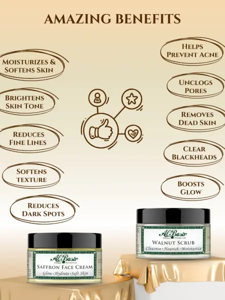 ALBASIR SAFFRON FACE CREAM + WALNUT SCRUB COMBO (2)