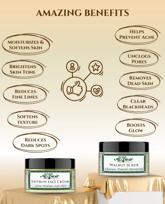 ALBASIR SAFFRON FACE CREAM + WALNUT SCRUB COMBO (2)