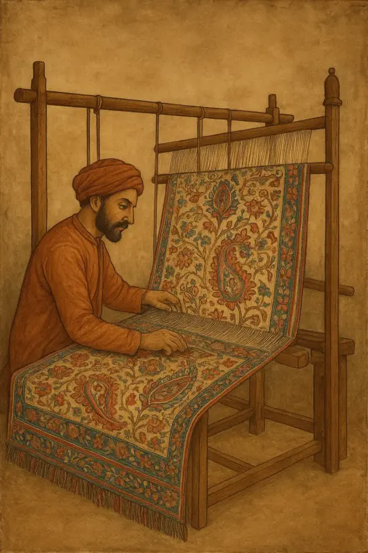 Artisan Weaving a Kashtariya Shawl
