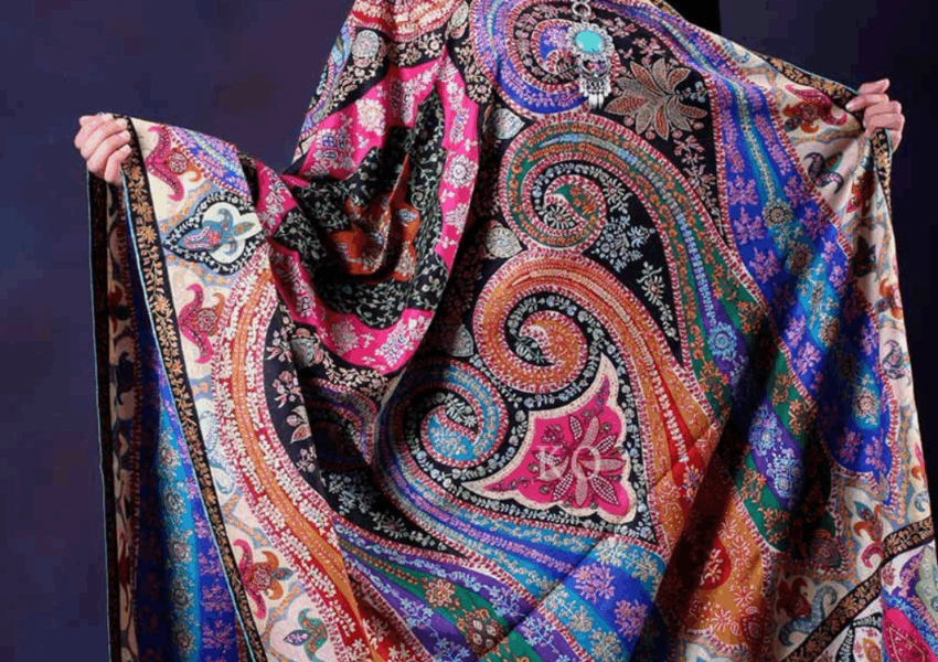 Kalamkari Shawl With Needle Work