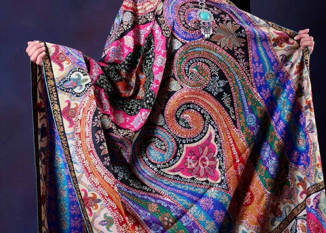 Kalamkari Shawl With Needle Work