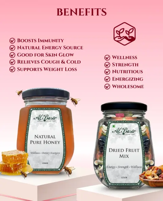 NATURAL PURE HONEY + DRIED FRUIT MIX