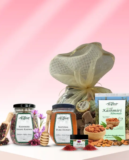 ALBASIR GIFT HAMPER KAHWA + HONEY + SAFFRON + ALMOND (1)